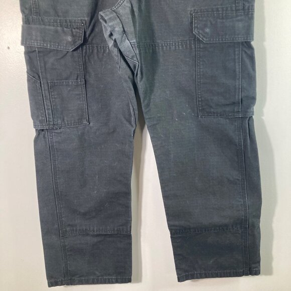 Mens Wrangler Workwear Heavy Canvas Cotton Pants Black 34 x 30 Double Knee Cargo - Picture 4 of 10